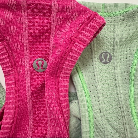 Bundle of 2 Lululemon Swiftly Tech Racerback Tank Top Pink Green Shirt Sz 6 - Picture 3 of 16